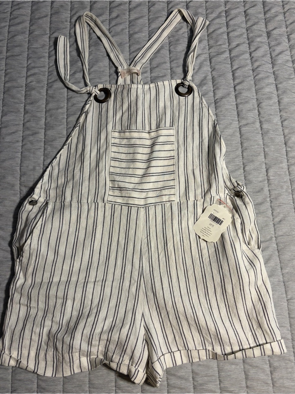 Altard State Striped Cream One-Piece Short Overalls size L